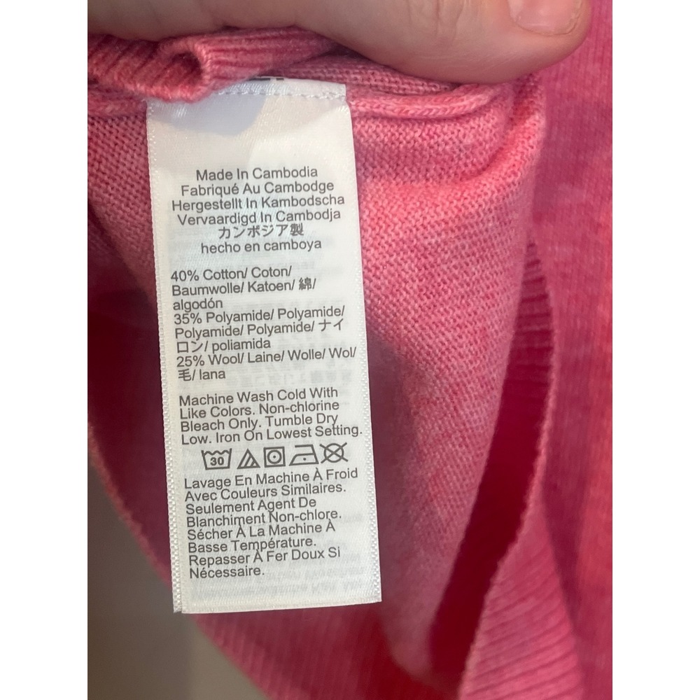J.Crew Pink Raglan Crewneck Wool Blend Knit Sweater CL495 Mens Large NEW - Picture 5 of 5